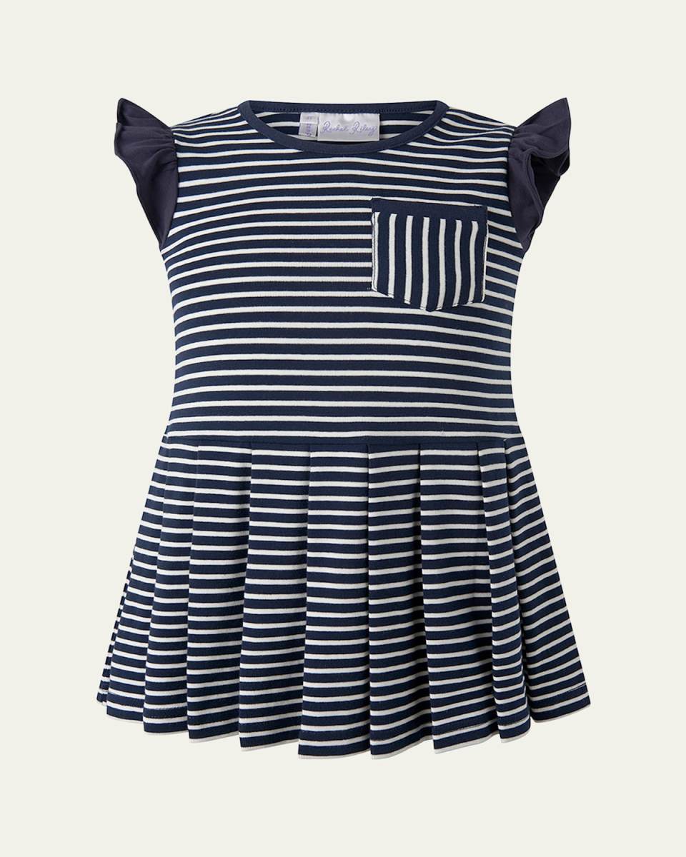 Girl's Breton Striped Tennis Dress, Size 6M-24